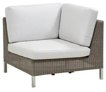 Cane-Line Connect hjørnemodul, taupe, pute i hvitt